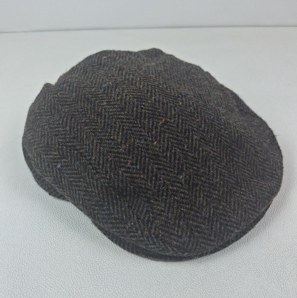 Country Gentleman Large Brown Wool Tweed Herringbone Pattern Hat